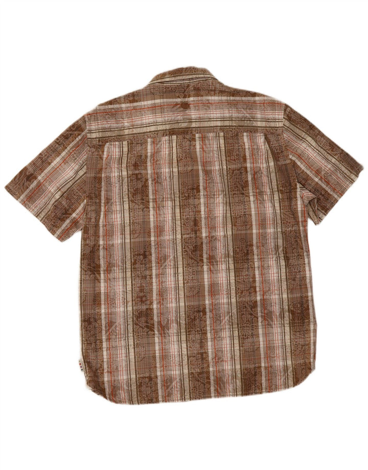 Chemise à Manches Courtes Homme Fat Face Coton à Carreaux Marron Moyen