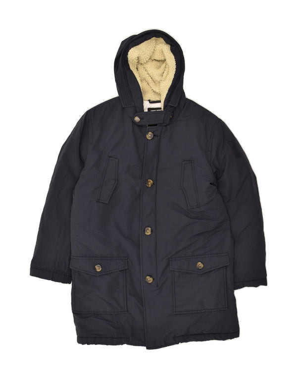 BOMBOOGIE Boys Hooded Overcoat 13-14 Years Navy Blue Cotton