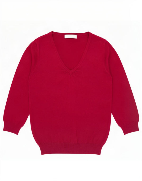 Marks & Spencer Dame 3/4-ærmet V-hals sweater UK 8 Small Pink