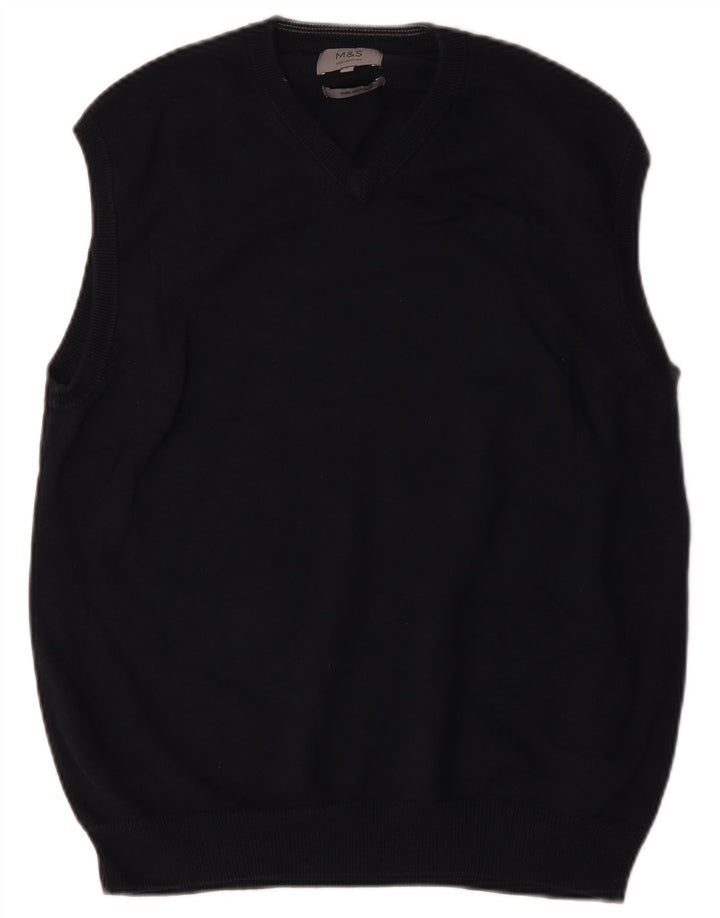 Marks & Spencer Mens Vest Tank Top Large Navy Blue Cotton
