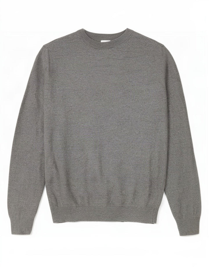 Zara Womens Crew Neck Jumper Sweater UK 14 Medium Grey Viscose