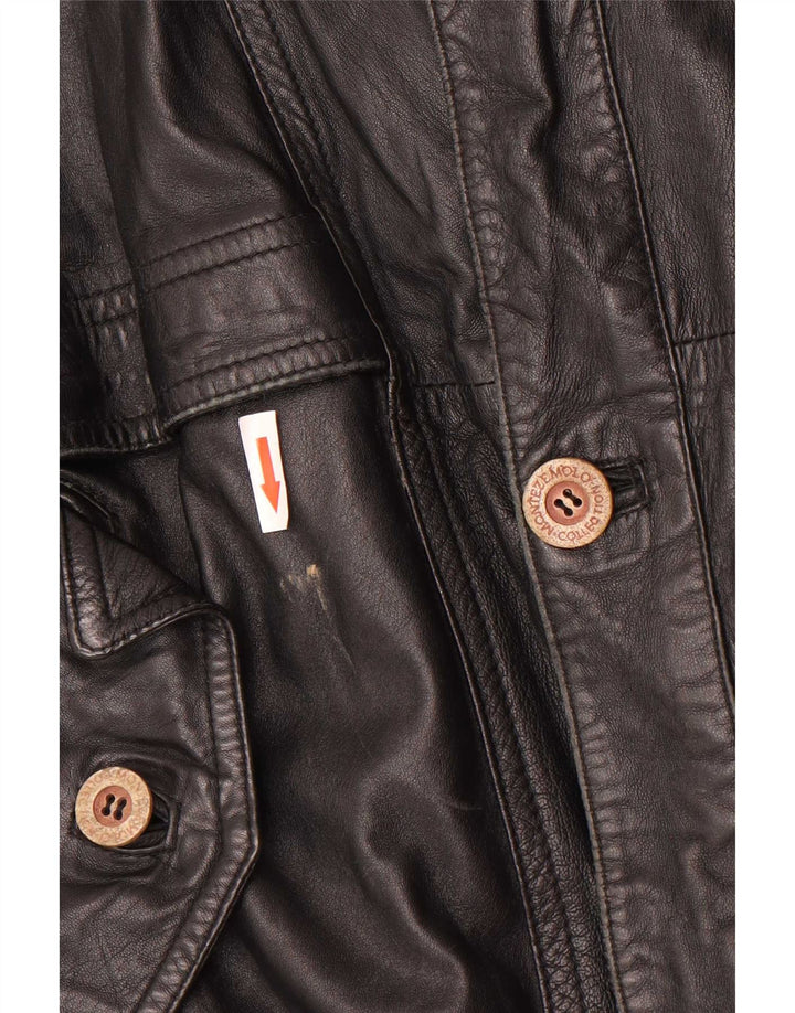 vintage Mens Loose Fit Veste en cuir UK 38 Moyen Noir