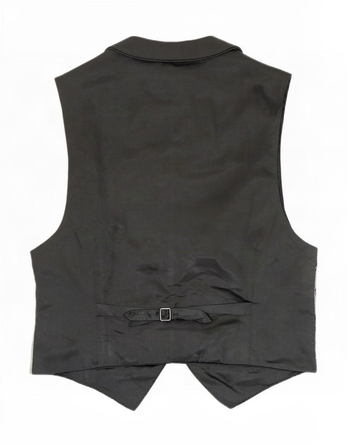 Vintage Mens Abstract Pattern Waistcoat Small Grey Rayon