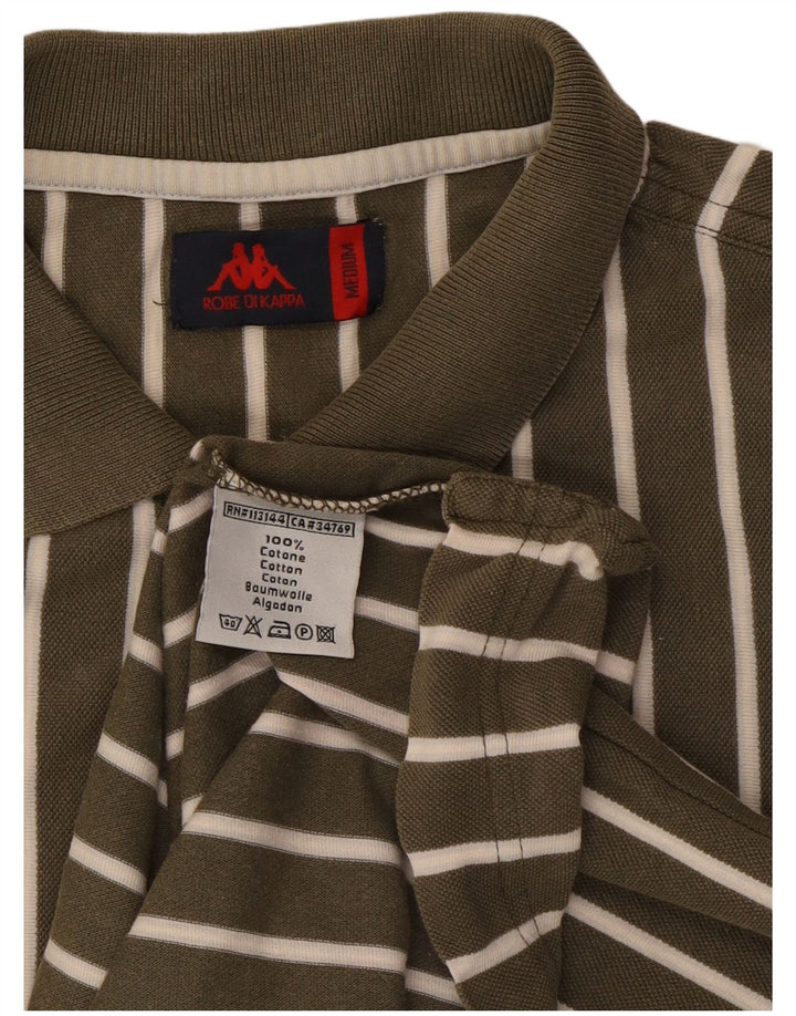 Kappa Mens Polo Shirt Medium Khaki Striped Cotton