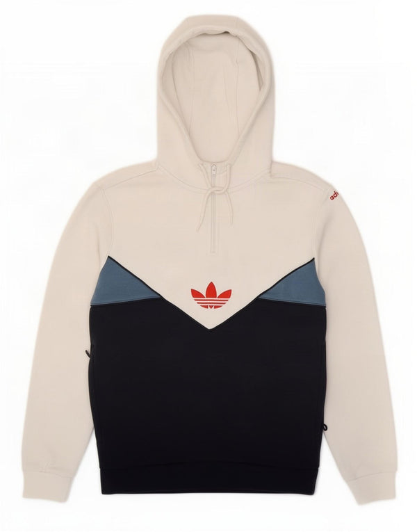 Adidas Mens Zip Neck Hoodie Jumper Small Multicoloured Colourblock Cotton