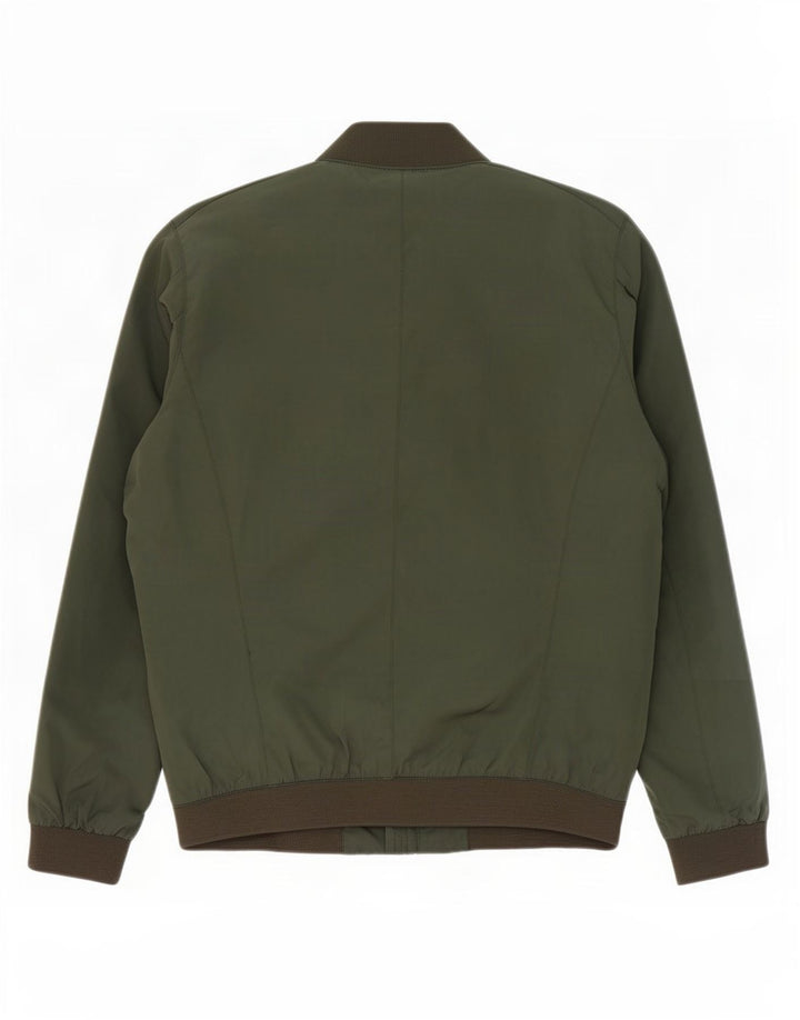 Zara Mens Bomber Jacket UK 40 Grande Poliéster Verde