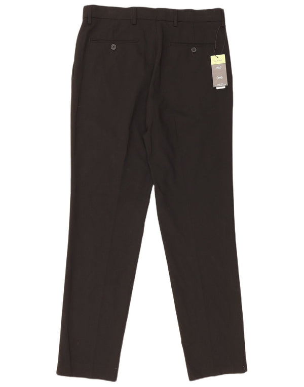 Marks & Spencer Mens Slim Fit Chino Trousers W32 L31 Black Polyester