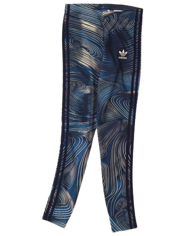 Leggings Adidas da donna con motivo astratto UK 8 Small poliestere blu navy