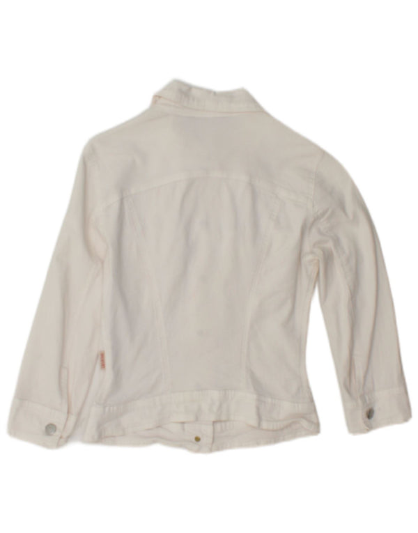 Liu Jo Womens Crop 3/4-ærmet denimjakke UK 6 XS hvid bomuld