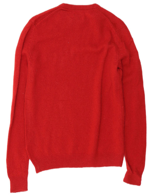 Farah Mens Crew Neck Jumper Sweater XS Red Lambswool