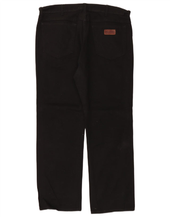 Wrangler Mens Regular Fit Straight Jeans W38 L30 Black Cotton