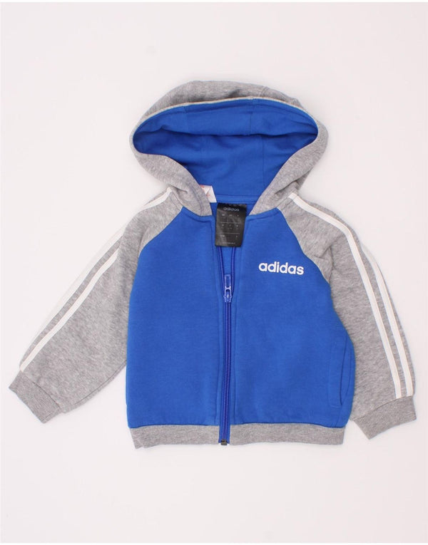 Adidas Baby Boys Hættetrøje med lynlås 6-9 måneder Blå Colourblock Bomuld