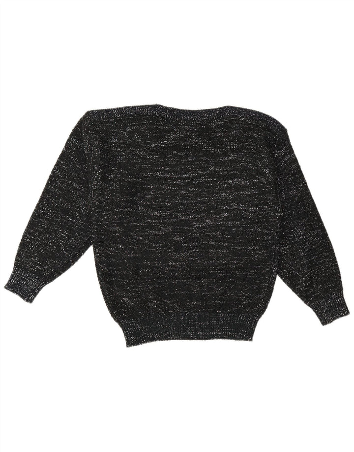 C & A Womens Boat Neck Jumper Sweater EU 40 Medium Black Flecked Acrylic