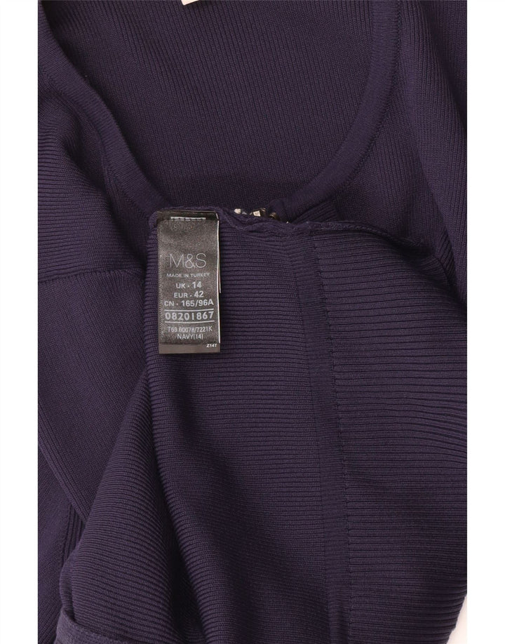 Marks & Spencer Womens Cardigan Sweater UK 14 Medium  Navy Blue Polyamide