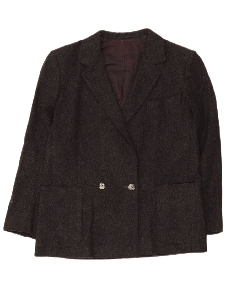 Vintage Dame Dobbeltradet Blazer Jacket UK 12 Medium Grey