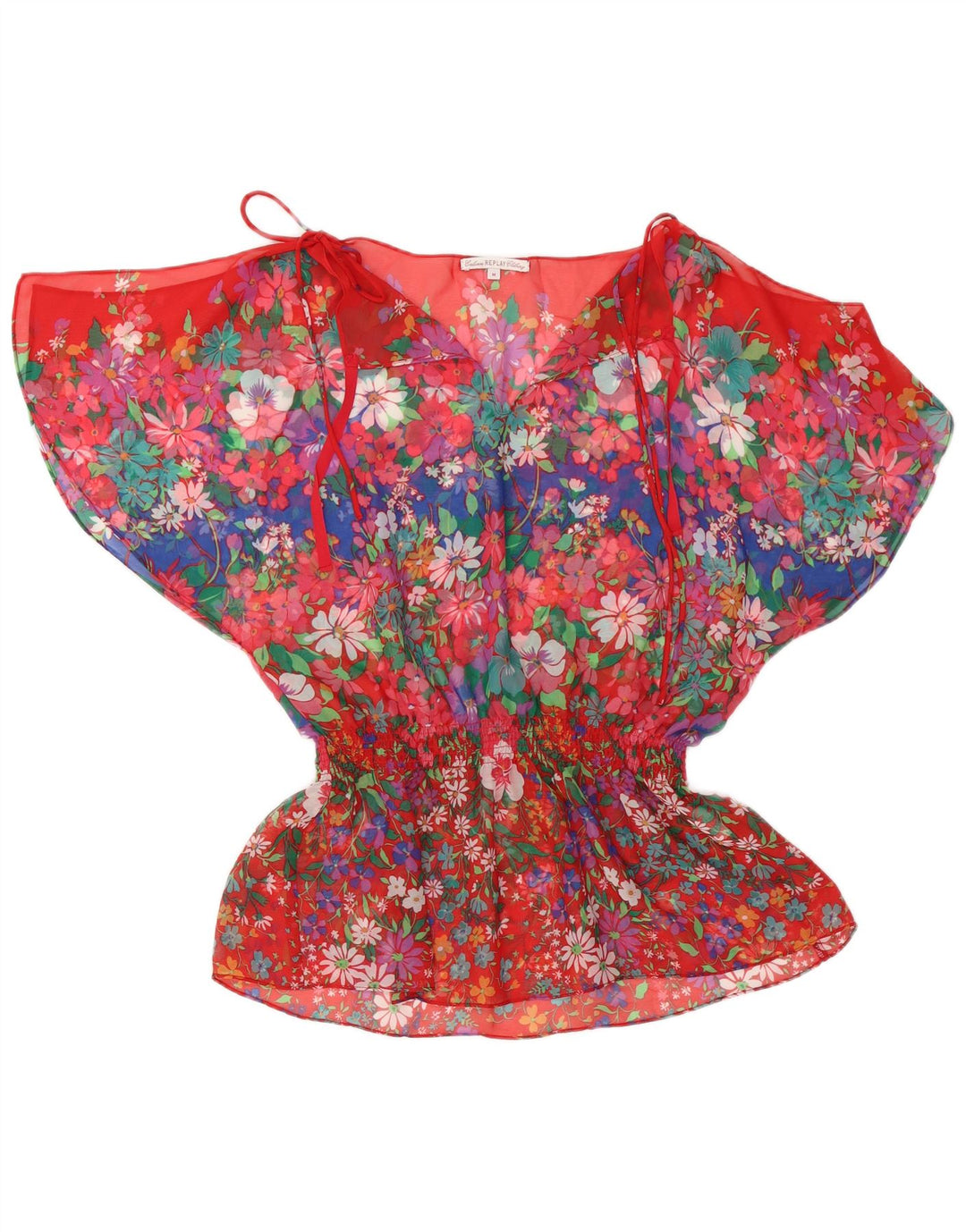Replay Womens Blouse Top UK 14 Medium Red Floral Polyester