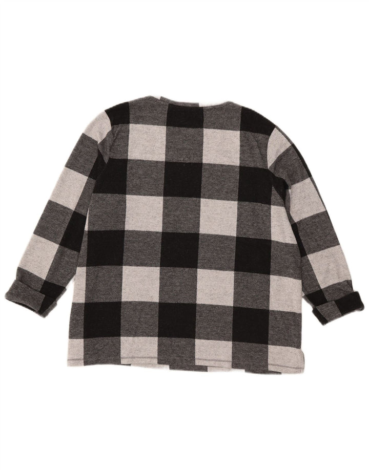 Marks & Spencer Womens Top 3/4 Sleeve UK 18 XL Black Gingham Polyester