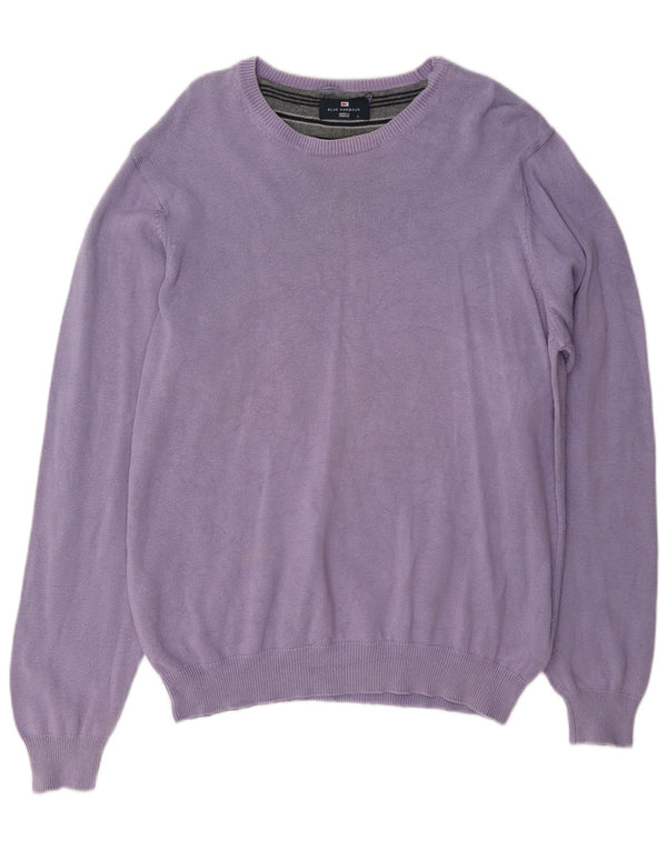 Marks & Spencer Herren Blauer Harbor-Pullover mit U-Boot-Ausschnitt, Größe L, Lila