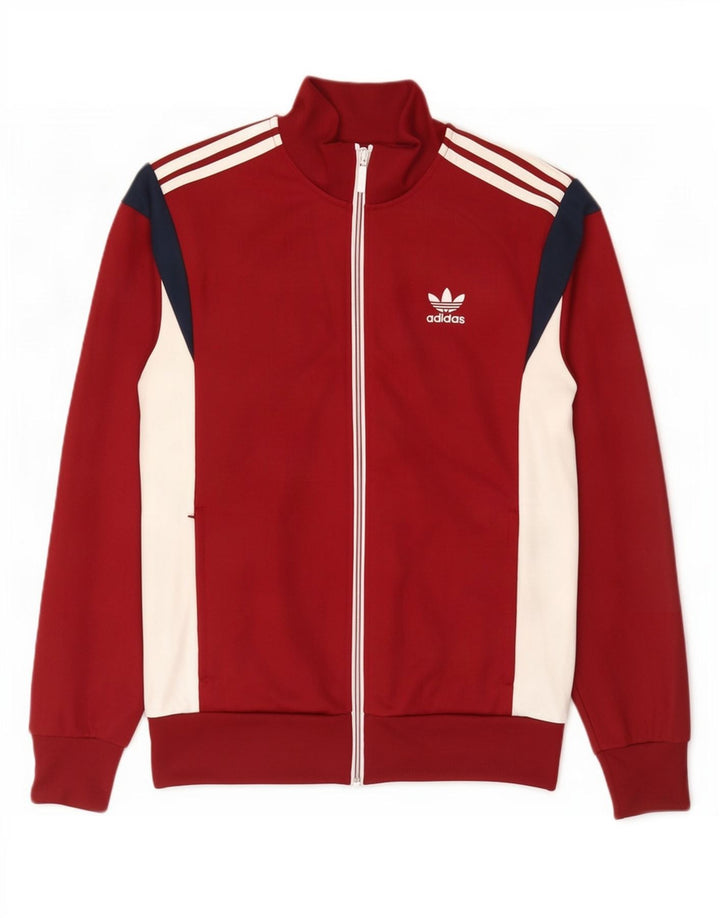 Giacca da tuta da uomo Adidas color block bordeaux medio