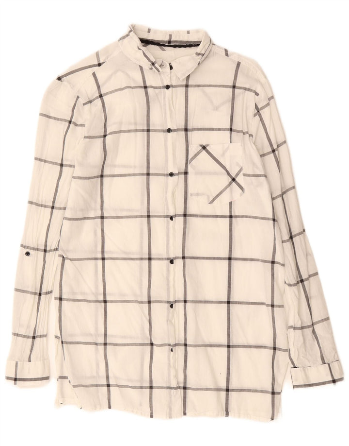 Brugi Womens Shirt UK 14 Medium White Check Cotton