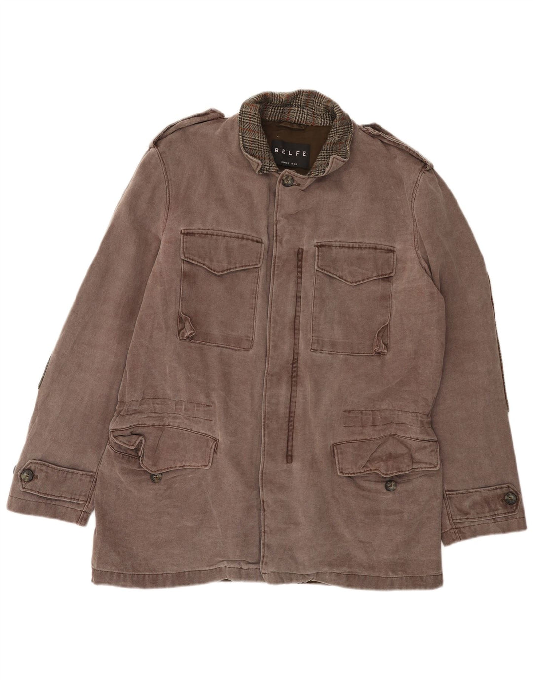 BELFE Giacca militare da uomo IT 42 XL Cotone grigio