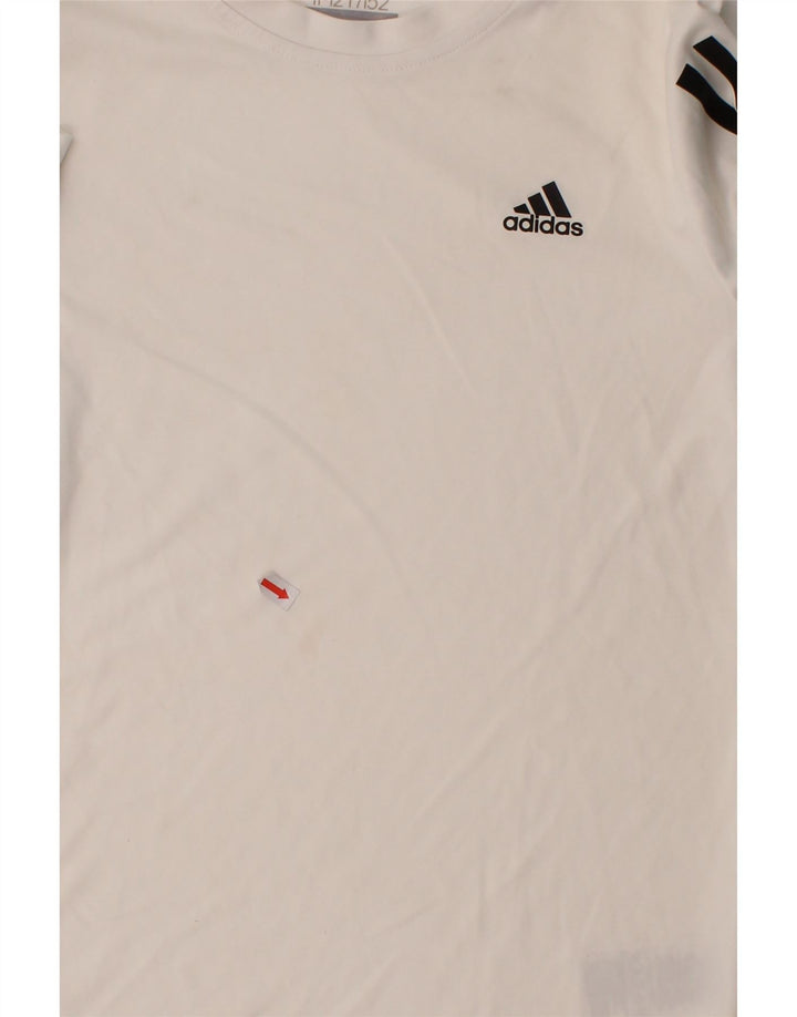 ADIDAS Boys T-Shirt Top 11-12 Years White Polyester Vintage Adidas and Second-Hand Adidas from Messina Hembry 
