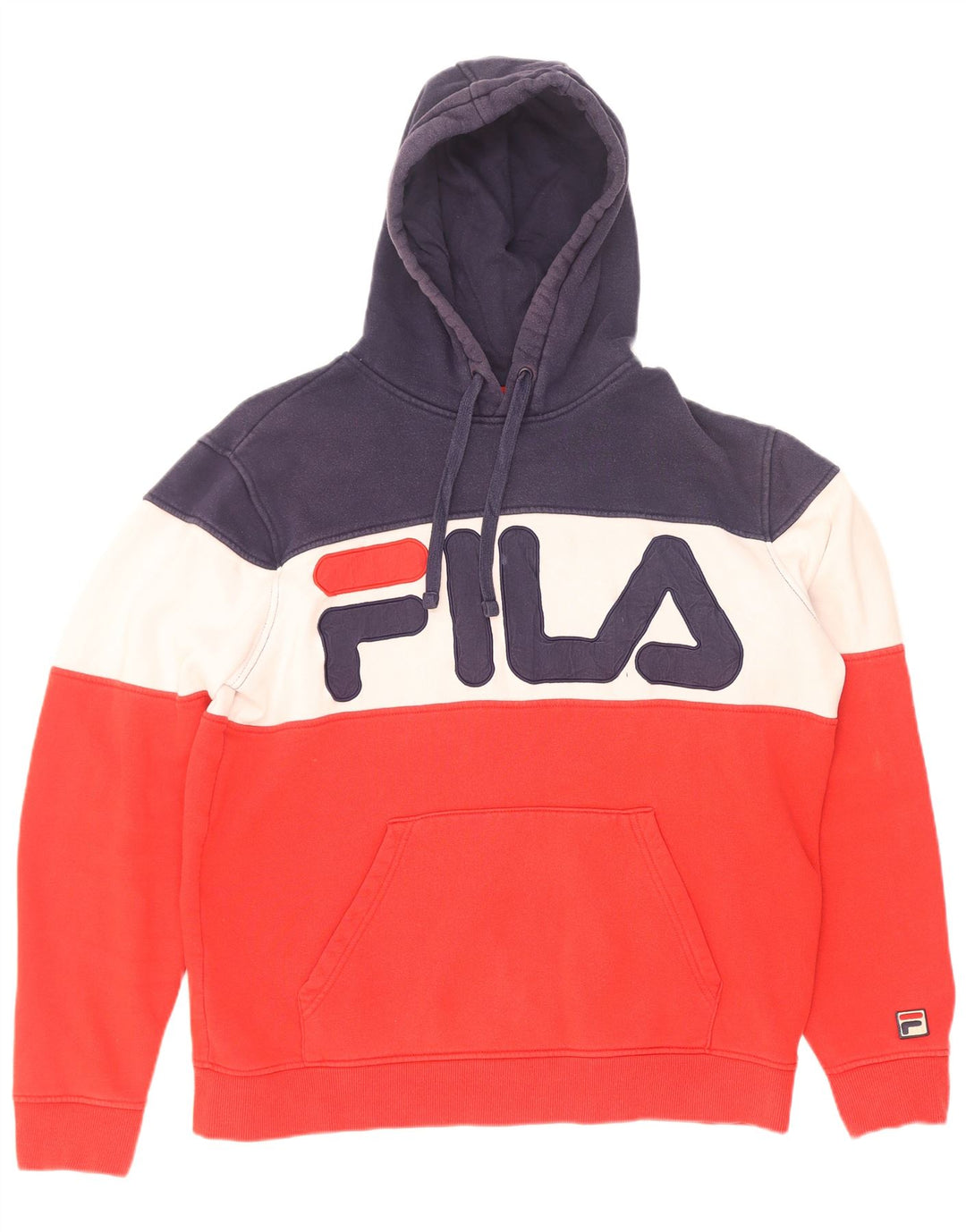 Fila Mens Graphic Hoodie Jumper Medium Multicoloured Colourblock Cotton
