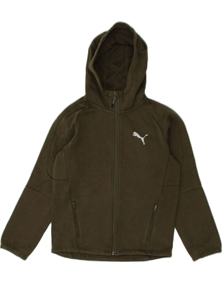 PUMA Boys Zip Hoodie Sweater 11-12 Years Green Vintage Puma and Second-Hand Puma from Messina Hembry 