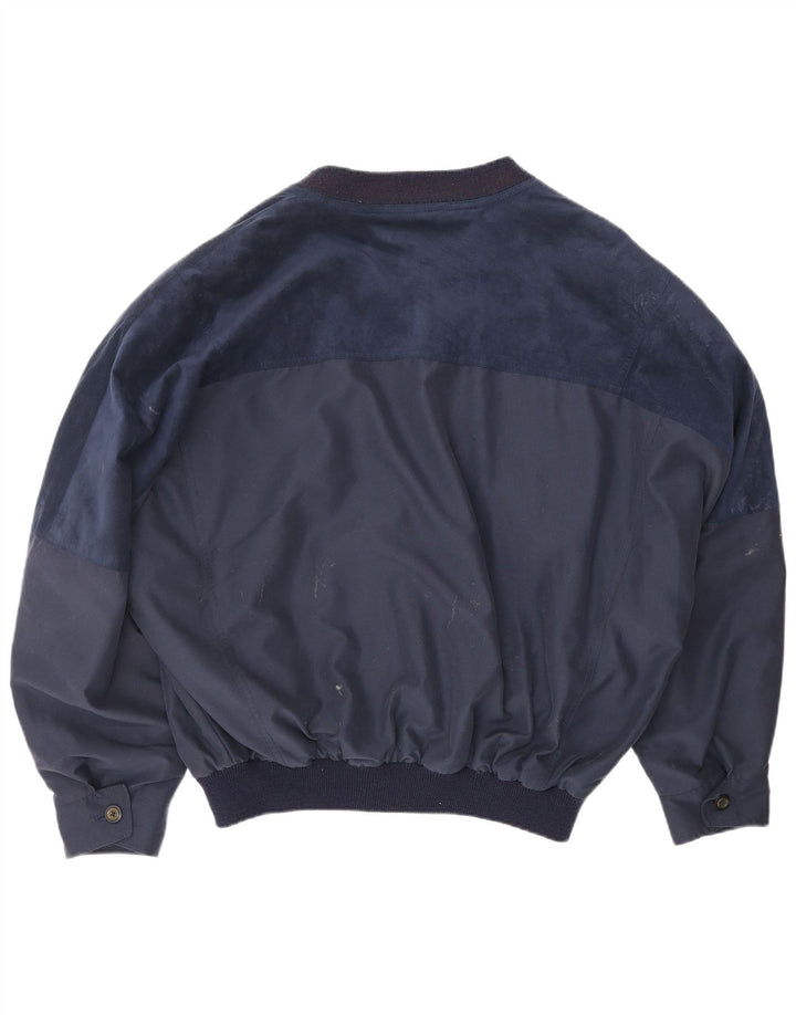 VINTAGE Mens Bomber Jacket UK 42 XL Navy Blue Polyester