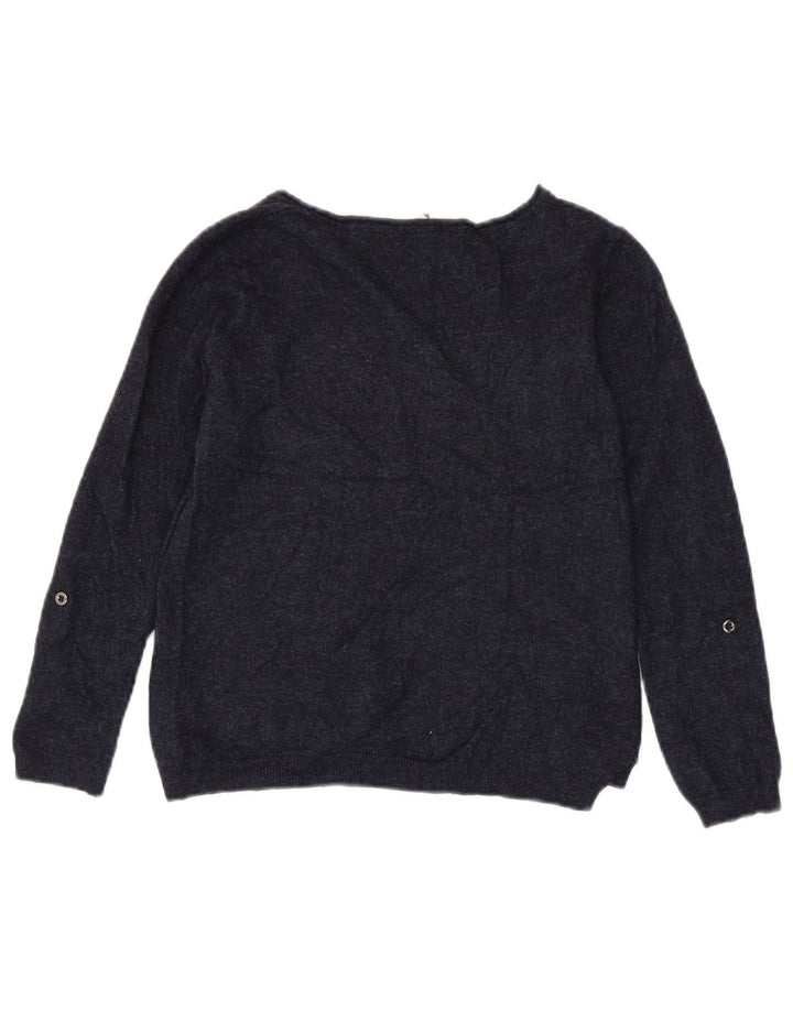 White Stuff Womens Crop Boat Neck Jumper Sweater UK 12 Medium Navy Blue