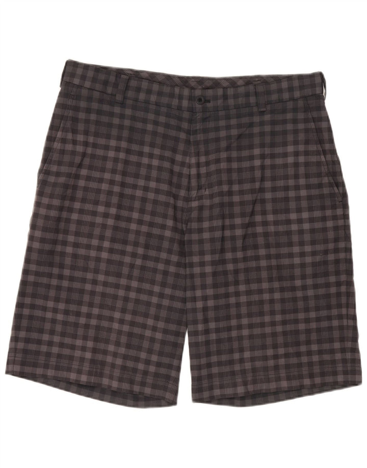 Nike Mens Dri Fit Chino Shorts W34 Large Grey Gingham Polyester