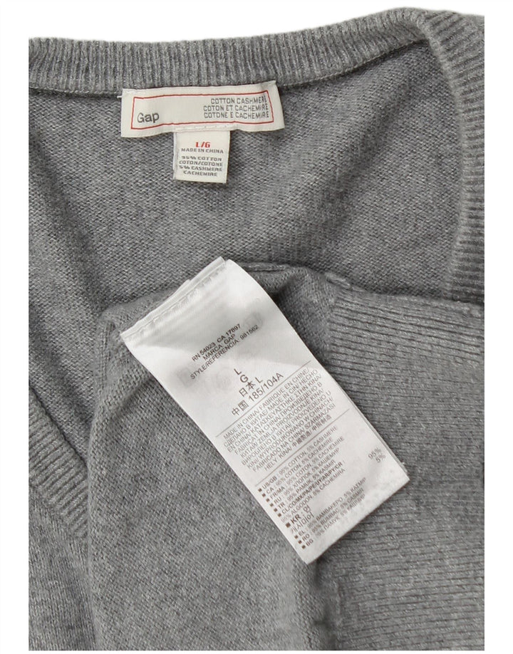 Gap Mens V-Neck Jumper Sweater Large Grey Cotton