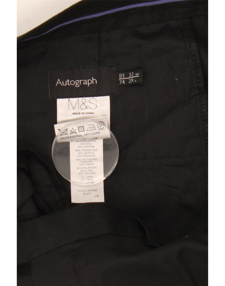 Marks & Spencer Mens Autograph Straight Suit Trousers W32 L29 Black