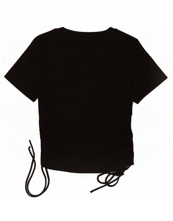 Zara Womens Crop Top UK 12 Medium Black Polyester