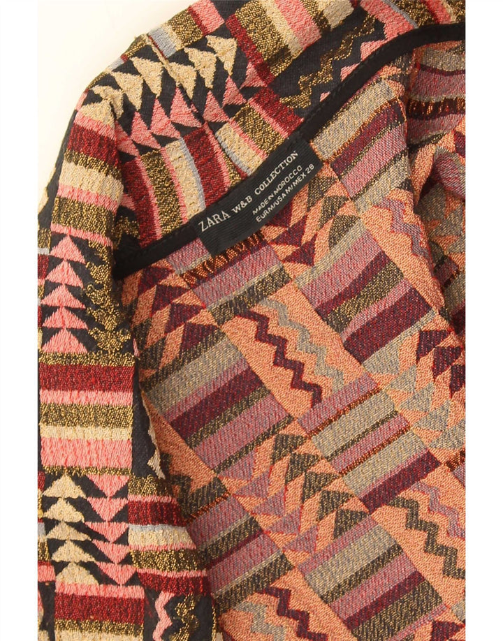 Zara oversize cardigantop til kvinder UK 14 Medium Multicolored Geometric