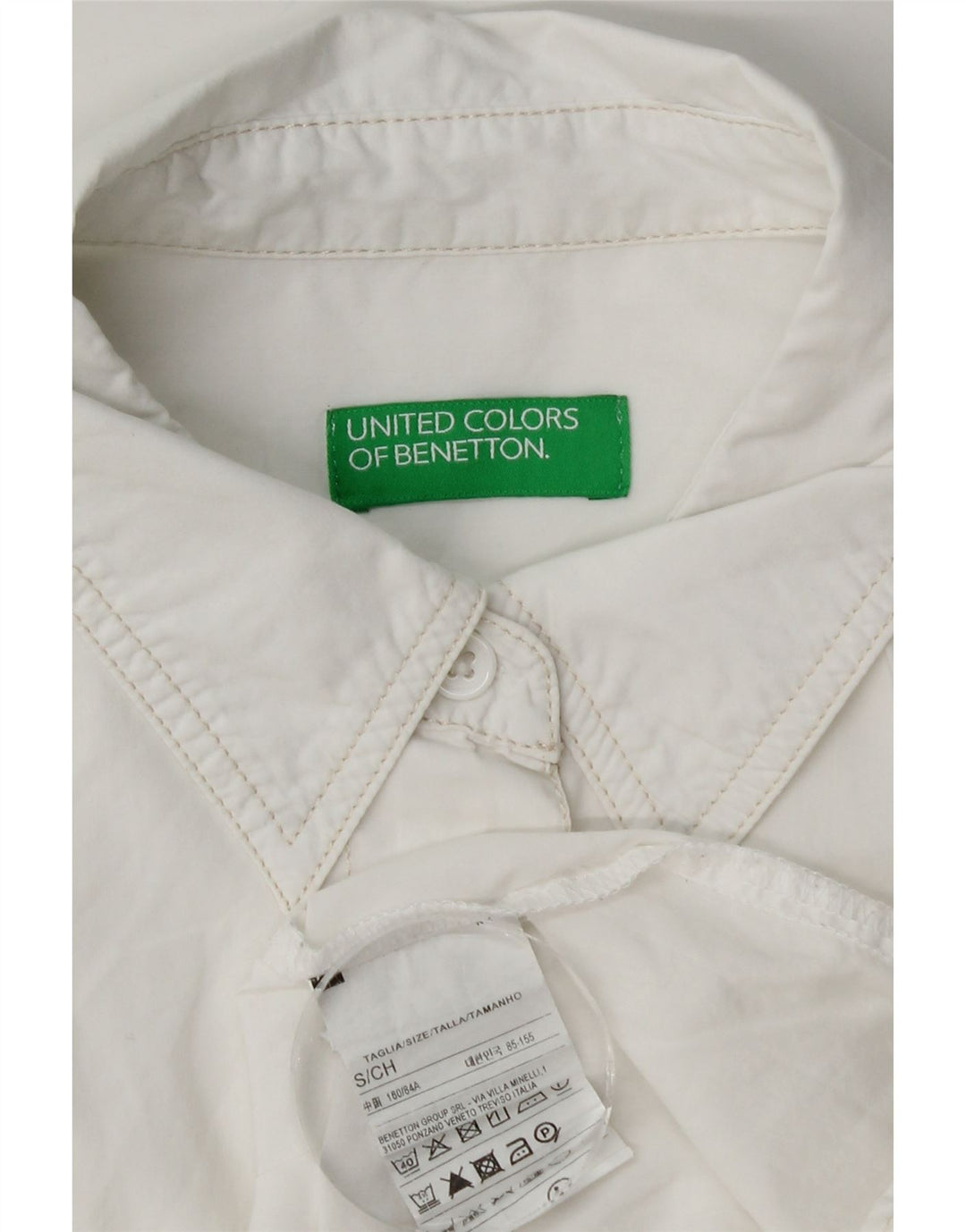 Benetton Womens Oversized Shirt UK 10 Small White Cotton