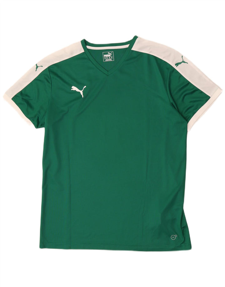 Puma Mens T-Shirt Top XL Green Colourblock Polyester