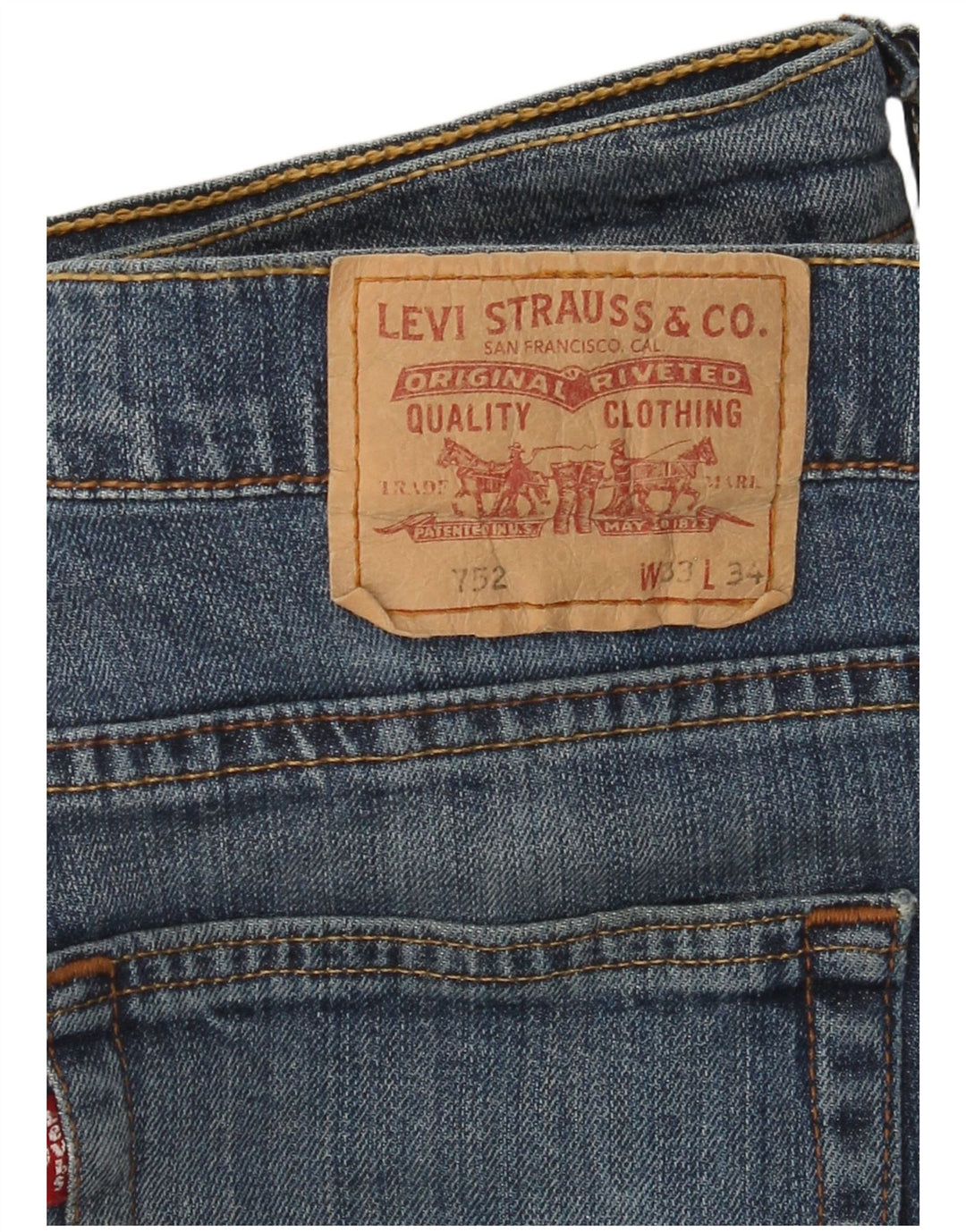Levi's Mens 752 Straight Jeans W33 L31 Blue Cotton