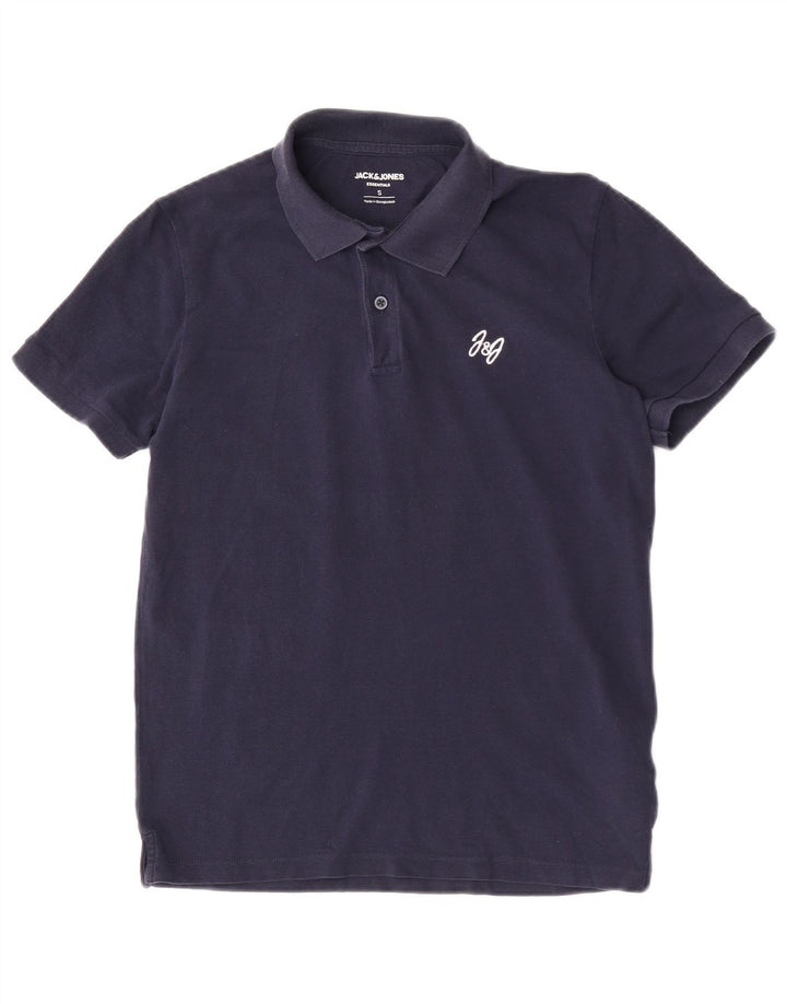 Jack & Jones Mens Polo Shirt Small Navy Blue Cotton