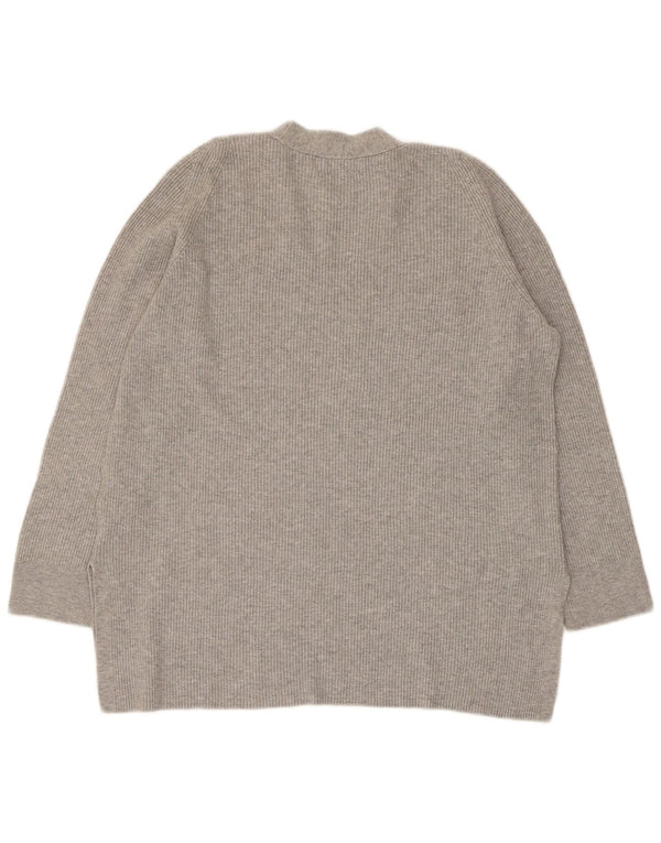 Marks & Spencer Womens V-Neck Jumper Sweater UK 14 Large Grey Viscose