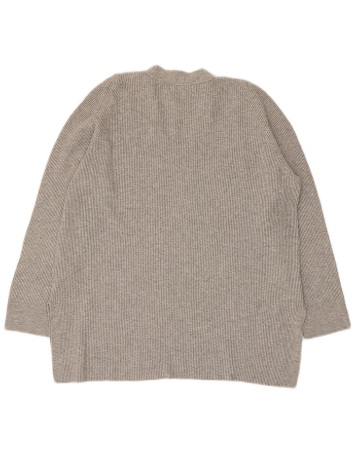Marks & Spencer Womens V-Neck Jumper Sweater UK 14 Large Grey Viscose