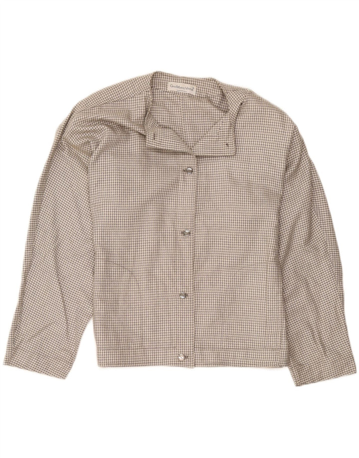 Gian Marco Venturi Womens Bomber Jacket UK 12 Medium Grey Houndstooth