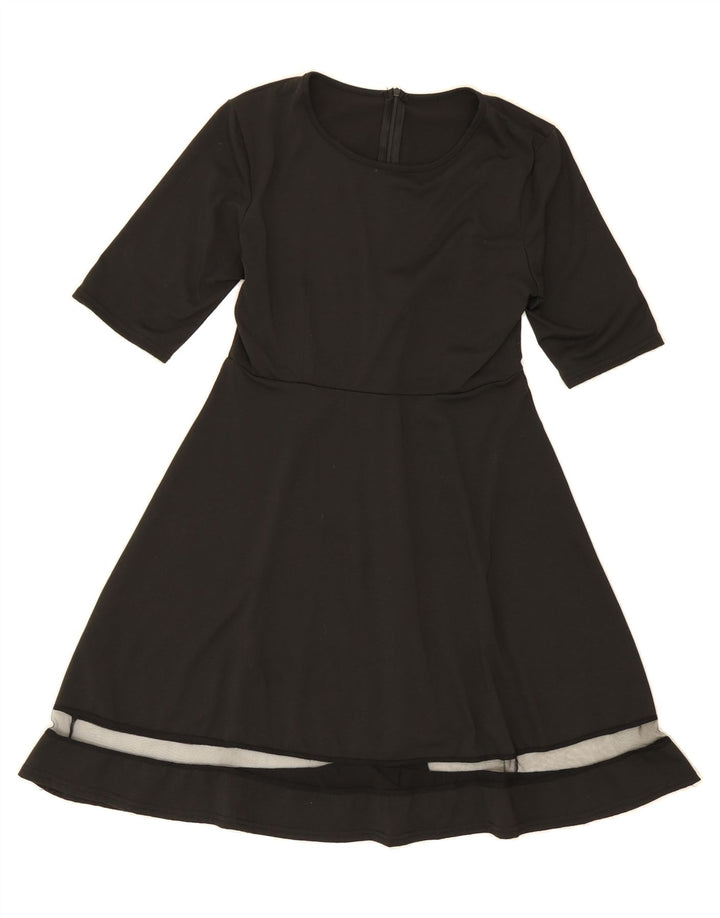 VINTAGE Womens A-Line Dress UK 10 Small Black Polyester Vintage Vintage and Second-Hand Vintage from Messina Hembry 