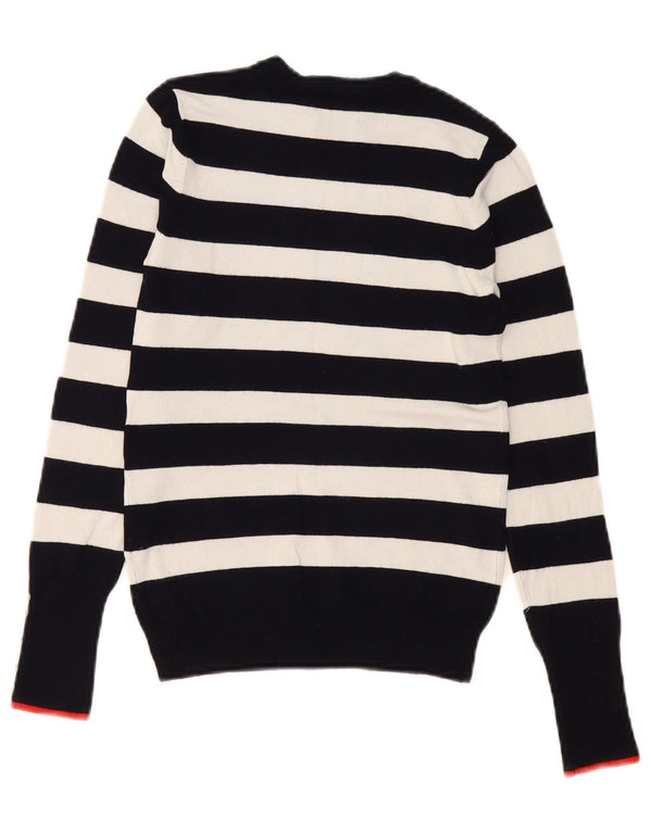 Zara Womens Crew Neck Jumper Sweater UK 8 Small Navy Blue Striped