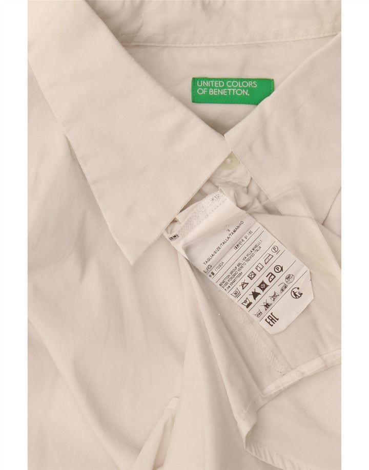Benetton Womens Shirt UK 16 Large White Cotton