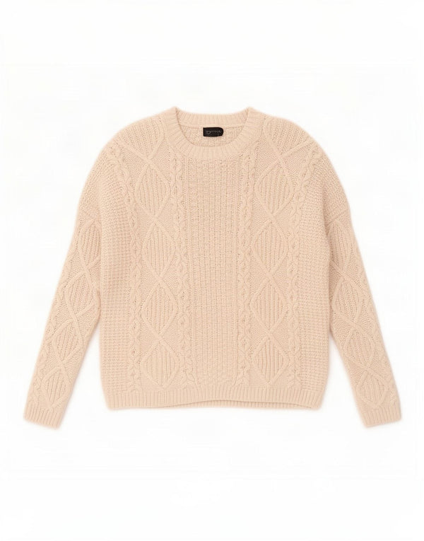 Topshop Dame Oversized Boat Neck Jumper Sweater UK 8 Small Beige