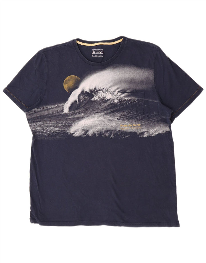 Fat Face Mens Graphic T-Shirt Top Large Navy Blue Cotton