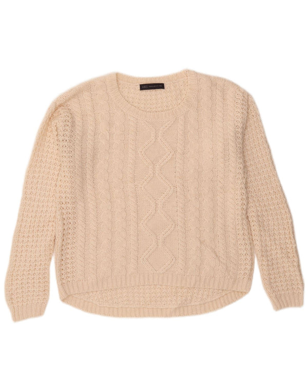 Marks & Spencer Womens Crew Neck Jumper Sweater UK 14 Large Off White