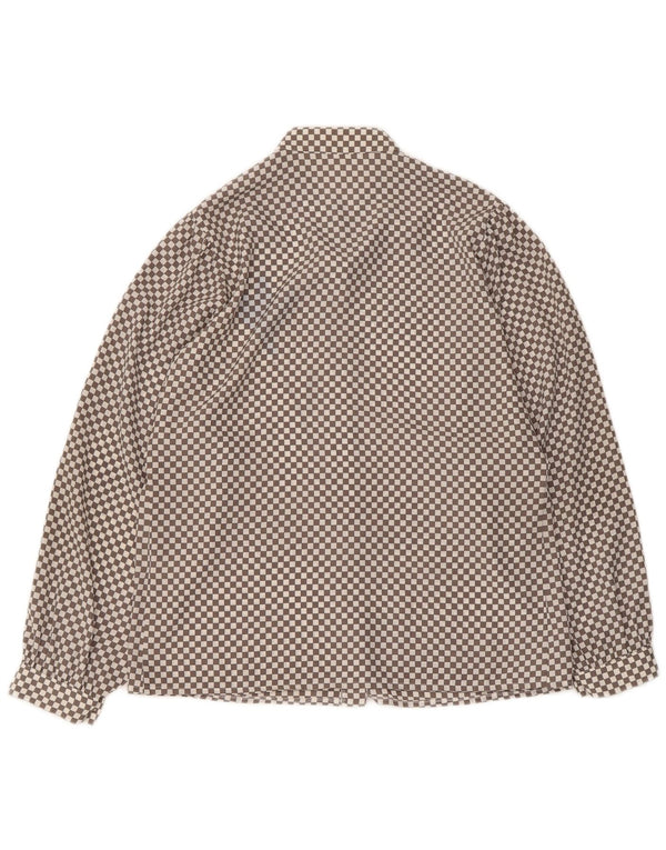 Blusa feminina vintage UK 16 poliéster geométrico cinza grande