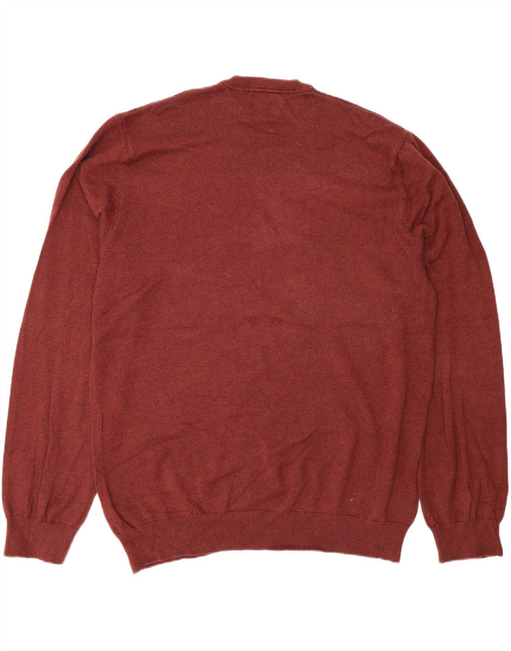 Marks & Spencer Mens V-Neck Jumper Sweater 2XL Brown Cotton
